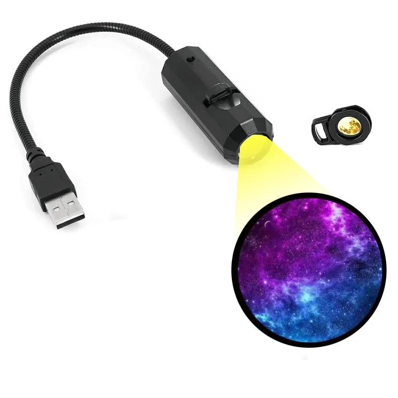 Mini Moon Light Projector Lamp with USB, 5-Color LED Star Galaxy Night Light for Bedroom Wall Decor, Home Atmosphere Lighting Gi