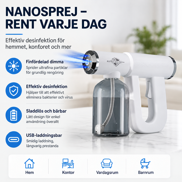 K12 Nano Spray Machine – Trådlös desinfektionspistol